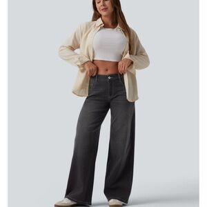 Halara Flex™ Medium Petite Low Rise Washed Baggy Wide Leg Casual Jeans. 🛍